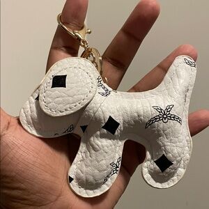Lux Inspired White Dog Keychain
